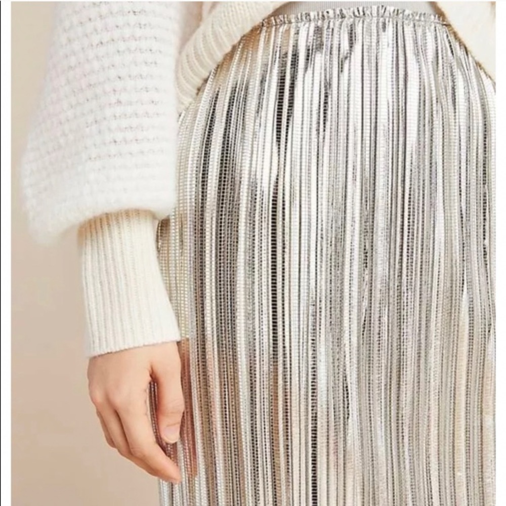 MAEVE- Swingy silver midi skirt- 12 NWOT